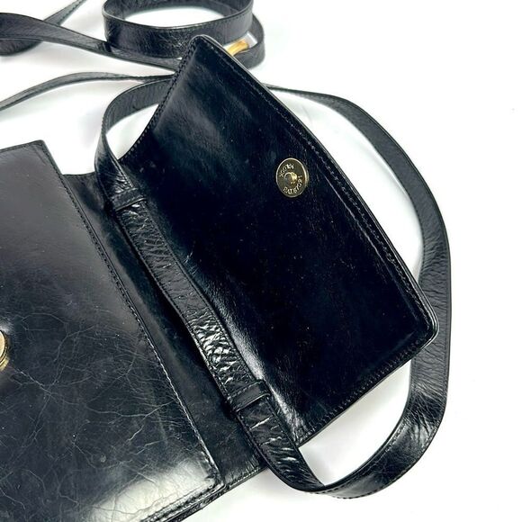 Oscar De La Renta Studio Black Leather Crossbody Shoulder Bag Purse Embroidered - Picture 9 of 16